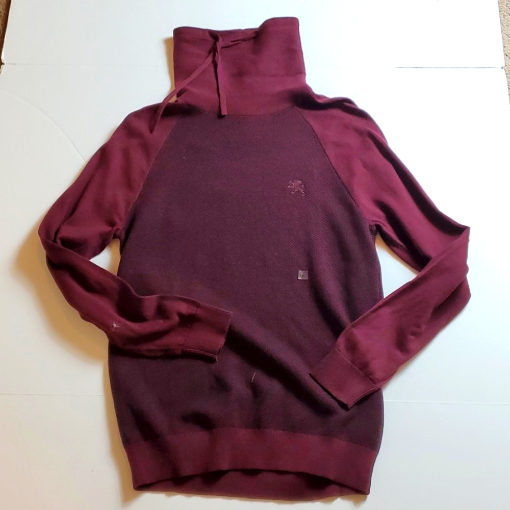 Express red funnel neck sweater
